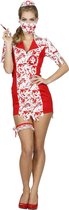 Wilbers - Verpleegster & Masseuse Kostuum - Prikkelende Zombie Verpleegster - Vrouw - rood - Maat 36 - Halloween - Verkleedkleding