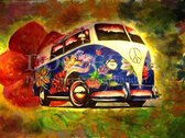 Diamond Painting Volkswagen T1 flower power 30x40cm. (Volledige bedekking - Vierkante steentjes) diamondpainting inclusief tools