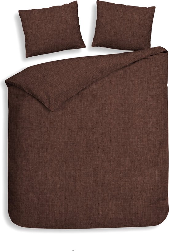 Heckettlane Brandy Brown Dekbedovertrek Franela, gemaakt van 100