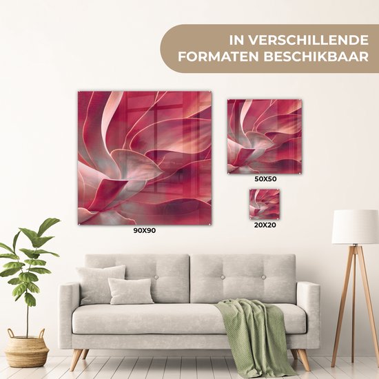 MuchoWow® Peinture sur verre 90x90 cm - Peinture sur verre acrylique - Nature morte - Feuilles - Plante - Rose - Photo sur verre - Peintures