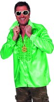 Wilbers & Wilbers - Jaren 80 & 90 Kostuum - Foute Groene Ruchesblouse Satijn - groen - Maat 58 - Carnavalskleding - Verkleedkleding