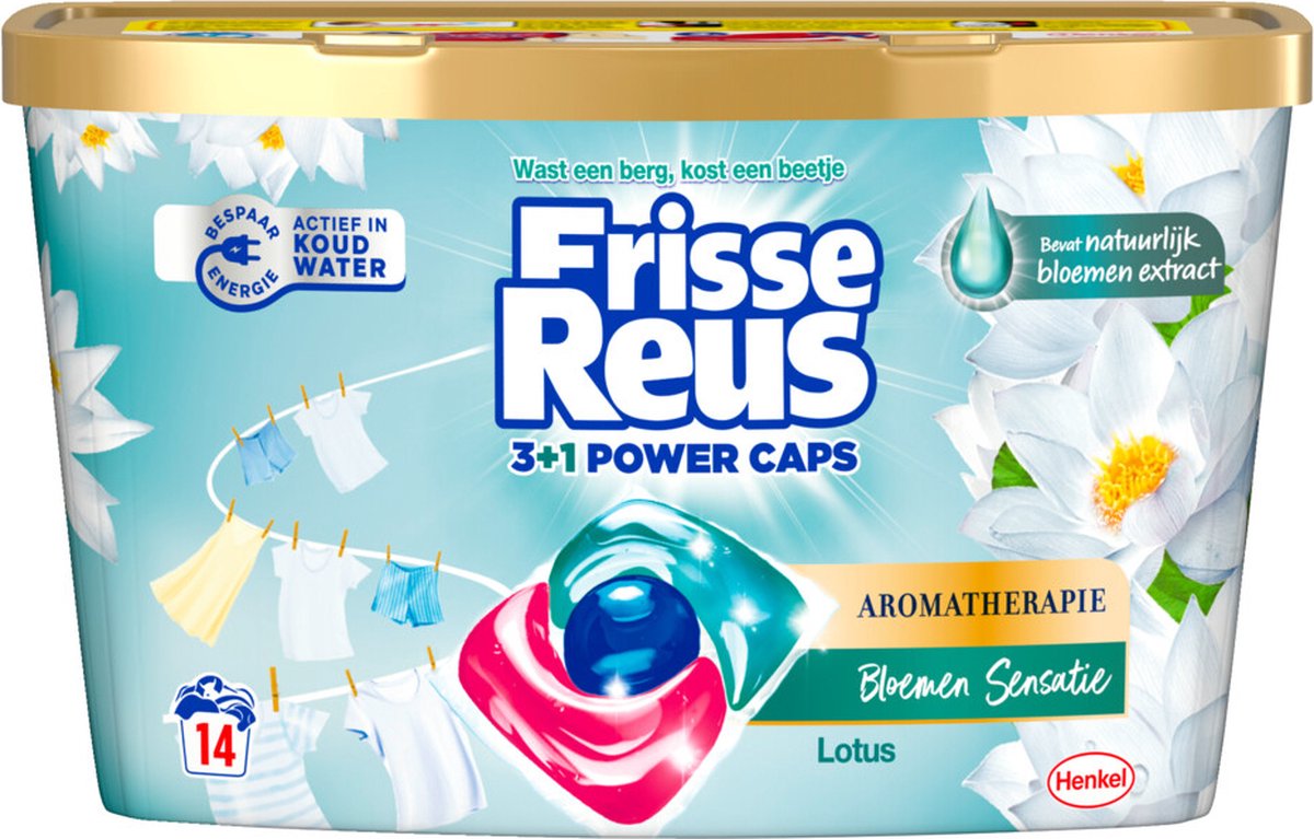 Witte Reus Wasmiddel Frisse Reus 3+1 Power Caps Lotus 14 stuks