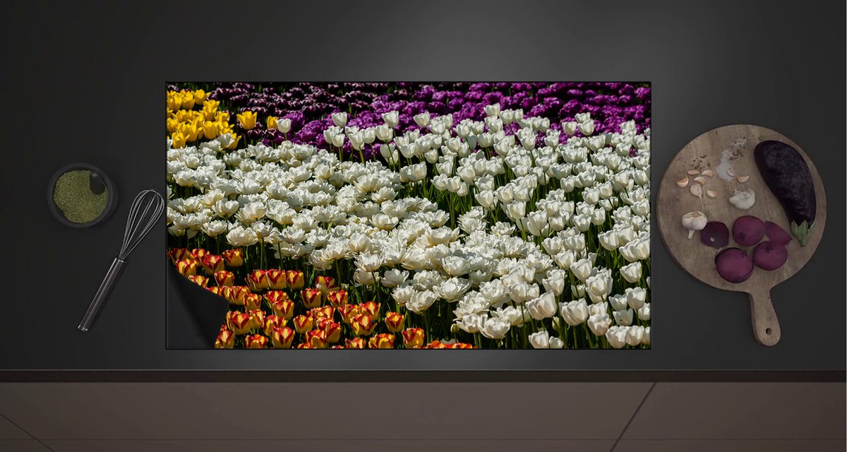 Inductie Beschermer - Bloemenveld van Gele, Paarse, Witte en Oranje Bloemen - 90x52 cm - 2 mm Dik - Inductieplaat Beschermer met zwarte kern