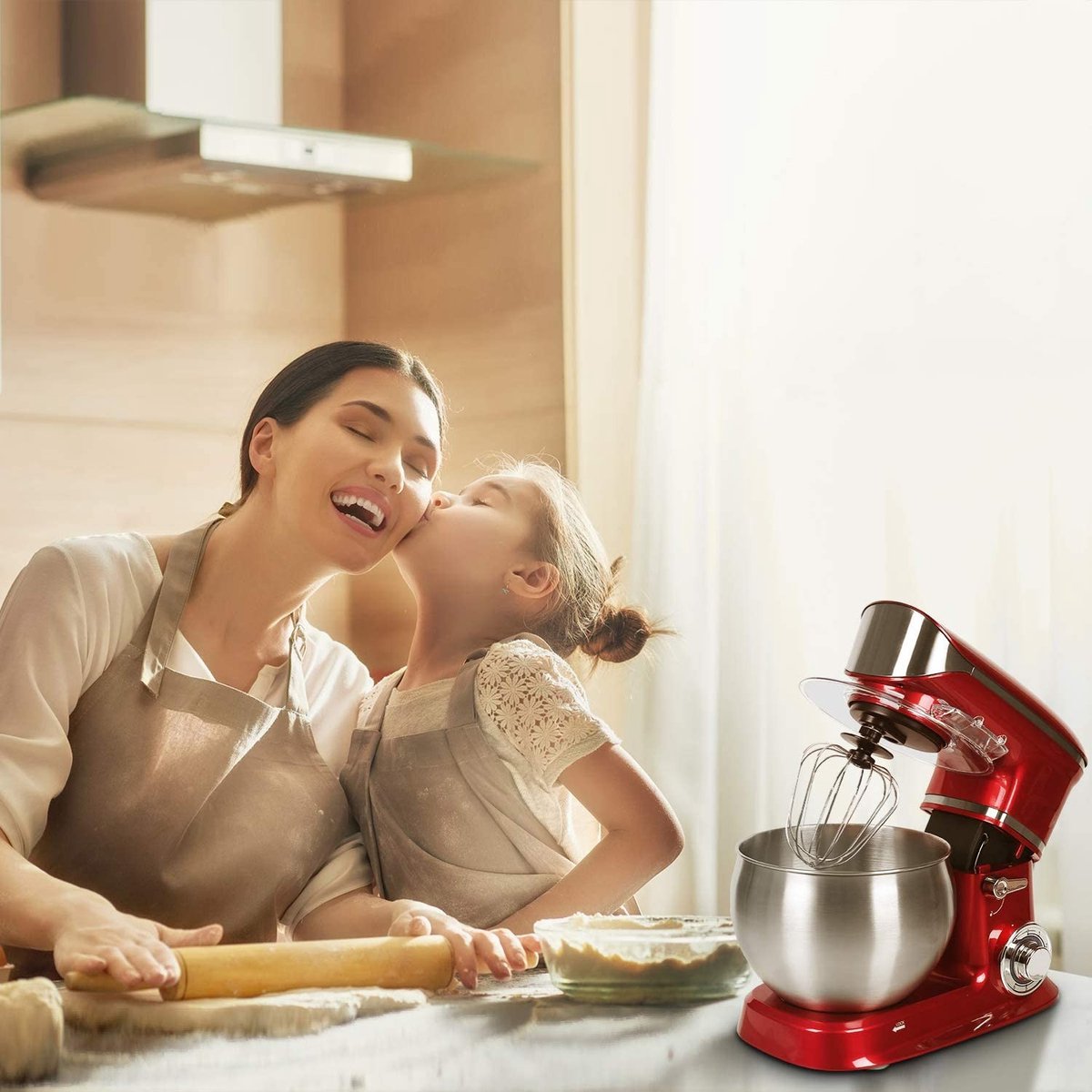 Royalty Line® PKM1900BG 3 in 1 Keukenmachine - 6.5 L Keukenrobot - 1900W Foodprocessor - Keukenmixer Met Blender & Vleesmolen - Rood — afbeelding 4