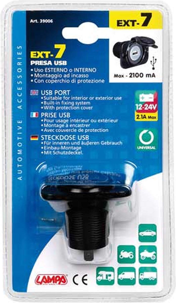 Goedkoopste USB inbouwsocket 12/ 24 Volt
