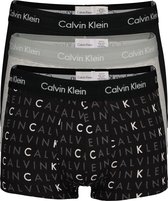 Calvin Klein low rise trunks (3-pack) - lage heren boxers kort - zwart - grijs en logoprint -  Maat: XL