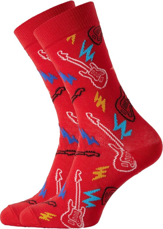 Happy Socks sokken Guitar - rood met gitaren - Maat 36-40 | bol.com