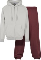 Urban Classics - Blank Suit Joggingpak - XXL - Grijs/Bordeaux rood
