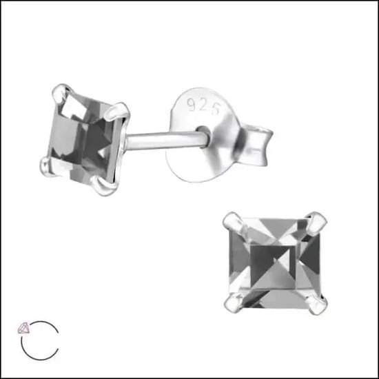 Aramat jewels ® - 925 sterling zilveren oorsteker met vierkante transparant swarovski elements kristal