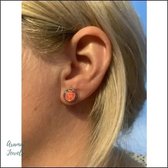 Aramat jewels ® - Druzy oorbellen zweerknopjes wit chirurgisch staal 10mm