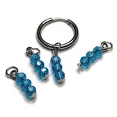 Oorbedel Met 3 Facet Kralen Parelglans Voor Oorring -Zilver-Blue Lagoon-Blauw