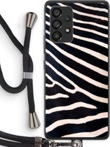 Case Company® - Hoesje met koord geschikt voor Samsung Galaxy A53 5G hoesje met Koord - Zebra - Telefoonhoesje met Zwart Koord - Bescherming aan alle Kanten en Over de Schermrand
