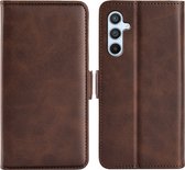 Samsung Galaxy A54 Hoesje - MobyDefend Luxe Wallet Book Case (Sluiting Zijkant) - Bruin - GSM Hoesje - Telefoonhoesje Geschikt Voor Samsung Galaxy A54