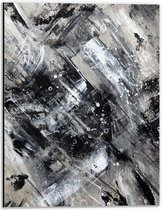 Dibond - Abstracte Verfmix van Zwart en Wit Tinten - 30x40 cm Foto op Aluminium (Wanddecoratie van metaal)