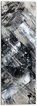 Dibond - Abstracte Verfmix van Zwart en Wit Tinten - 40x120 cm Foto op Aluminium (Wanddecoratie van metaal)