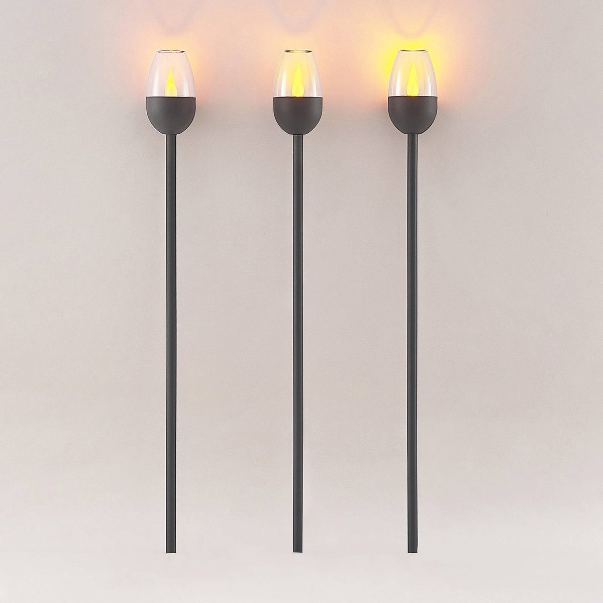 Lindby solar tuinverlichting 1licht roestvrij staal kunststof H: 78 cm donkergrijs helder