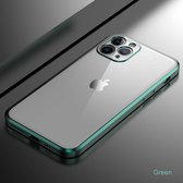 Smartphonica Metallic iPhone 13 Mini Hoesje Met Doorzichtig Achterkant En Extra Camera Bescherming - Groen geschikt voor iPhone 13 Mini