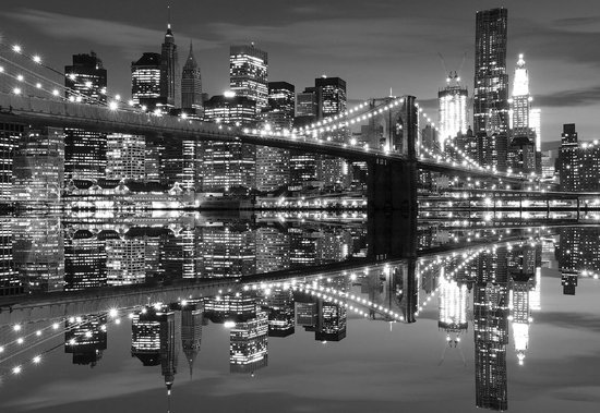Fotobehang New York City Skyline Brooklyn Bridge | XL - 208cm x 146cm |  130g/m2 Vlies | bol.com