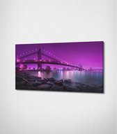 Purple Bridge Canvas- 100 x 60 cm - Steden - Schilderij - Canvas - Slaapkamer - Wanddecoratie  - Slaapkamer - Foto op canvas