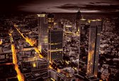 Fotobehang City Frankfurt Skyline Night Lights | XL - 208cm x 146cm | 130g/m2 Vlies