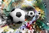 Fotobehang Colorful Puzzle Football | PANORAMIC - 250cm x 104cm | 130g/m2 Vlies
