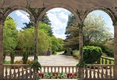Fotobehang Garden Through Arches | XL - 208cm x 146cm | 130g/m2 Vlies