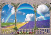 Fotobehang Flowers Through The Arches | XL - 208cm x 146cm | 130g/m2 Vlies