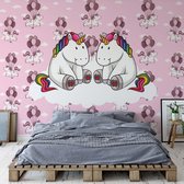 Fotobehang Sweet Unicorns Pink | VEL - 152.5cm x 104cm | 130gr/m2 Vlies