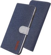 Samsung Galaxy S10E Soft Canvas Portemonnee Hoesje Blauw