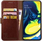 Rosso Element Book Case Wallet Hoesje Geschikt voor Samsung Galaxy A80 | Portemonnee | 3 Pasjes | Magneetsluiting | Stand Functie | Bruin