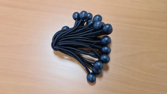 Spanelastiek met bal / 25 stuks - Spanband voor Bootzeil/Zeil/Spandoeken/Schaduwdoek/Aanhangwagen/Tent - 18 cm - zwart - tentspanner van ProPlus — afbeelding 3