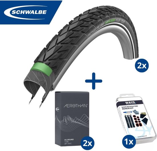 Fietsband - Schwalbe - Buiten- & binnenbanden (2x2 stuks) - Energizer Plus Tour & SV17E - 28 inch x 1.40 - 2.00 - 60 mm - Met plaksetje
