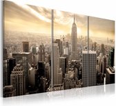 Schilderij - New York City - Good morning NYC! 60X30, 3luik, wanddecoratie