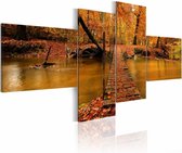 Schilderij - Het Rood van de Herfst II, 4luik , premium print op canvas