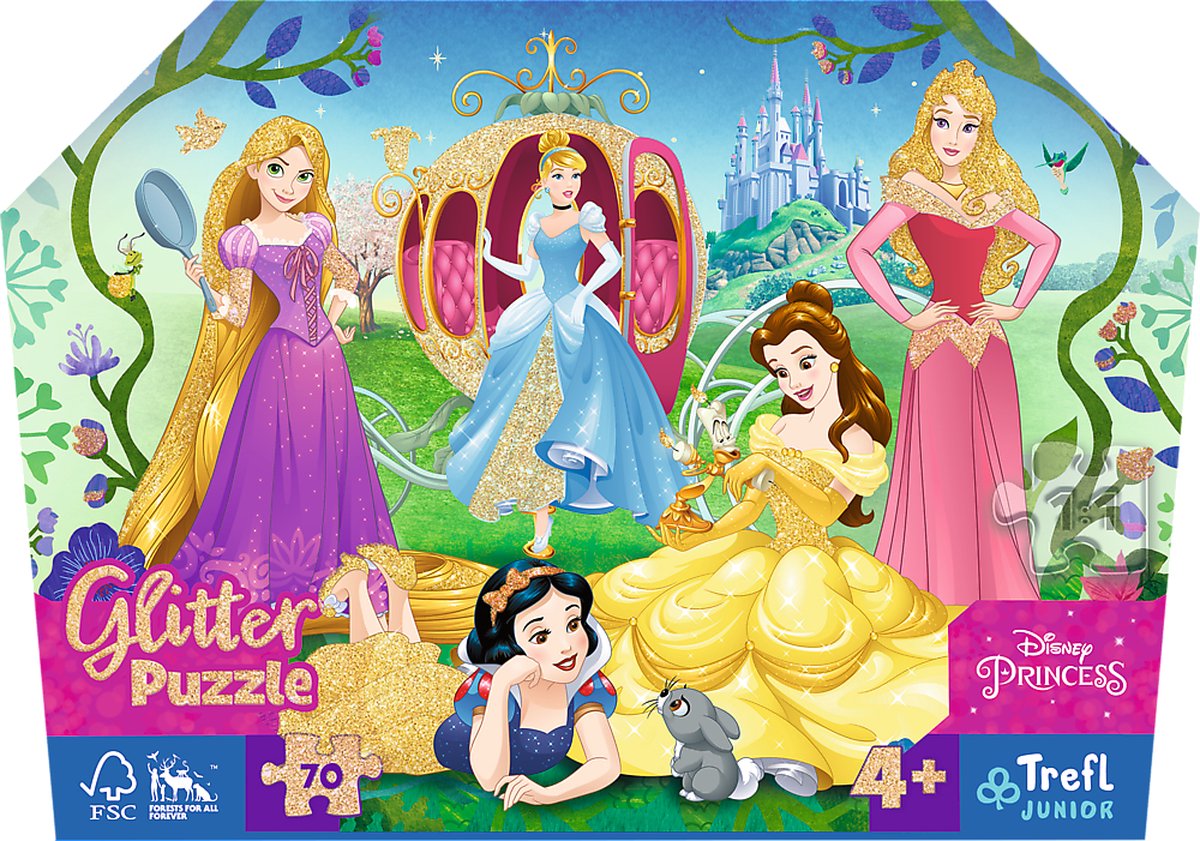 Princess Glitter Puzzel - in Koffertje - 70 st