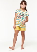 Woody pyjama meisjes/dames - multicolor gestreept - toekan - 231-1-PSG-S/908 - maat 104