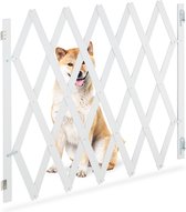 Relaxdays uitschuifbaar hondenhekje - tot 140 cm - schuif traphekje - veiligheidshekje wit