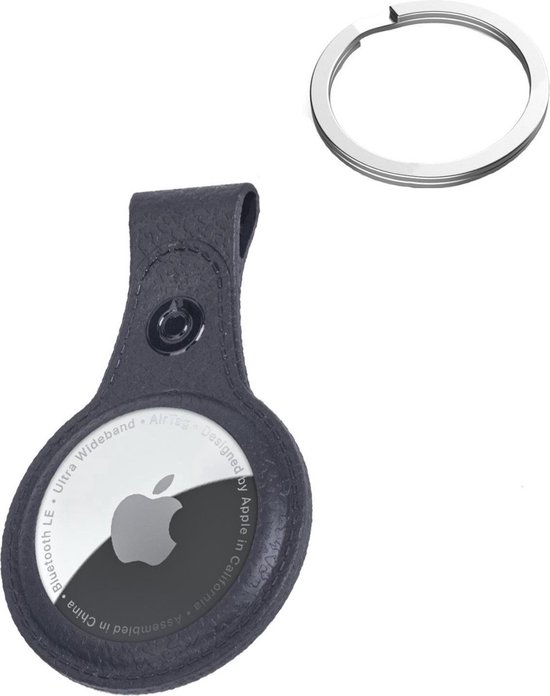 Hoesje Geschikt voor Apple AirTag-Sleutelhanger Hoesje Leer - Sleutelhanger Hoes Hoesje Geschikt voor Apple AirTag Case - Zwart