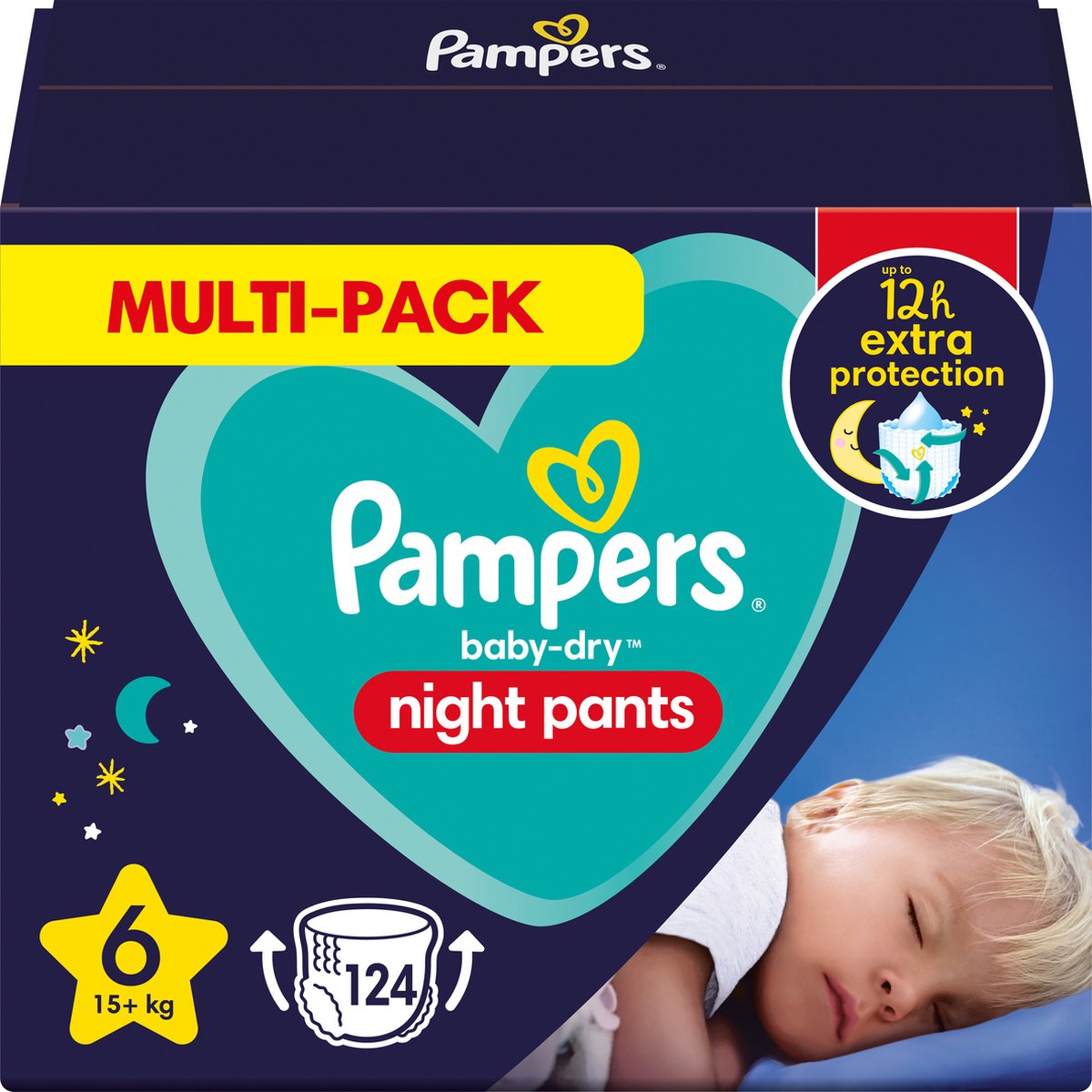 Pampers Night Pants - Maat 6 (15kg+) - 124 Luierbroekjes - Multi-Pack Nachtluiers - Pampers