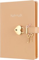 Victoria's Journals - Journal avec Serrure, Clé et Coffret Cadeau - Hush-Hush My Secret Diary w/ Heart Lock - Journal de Luxe en Cuir Vegan - Hardcover - 320 Pages Papier Premium - 13 x 18 cm (Pêche)