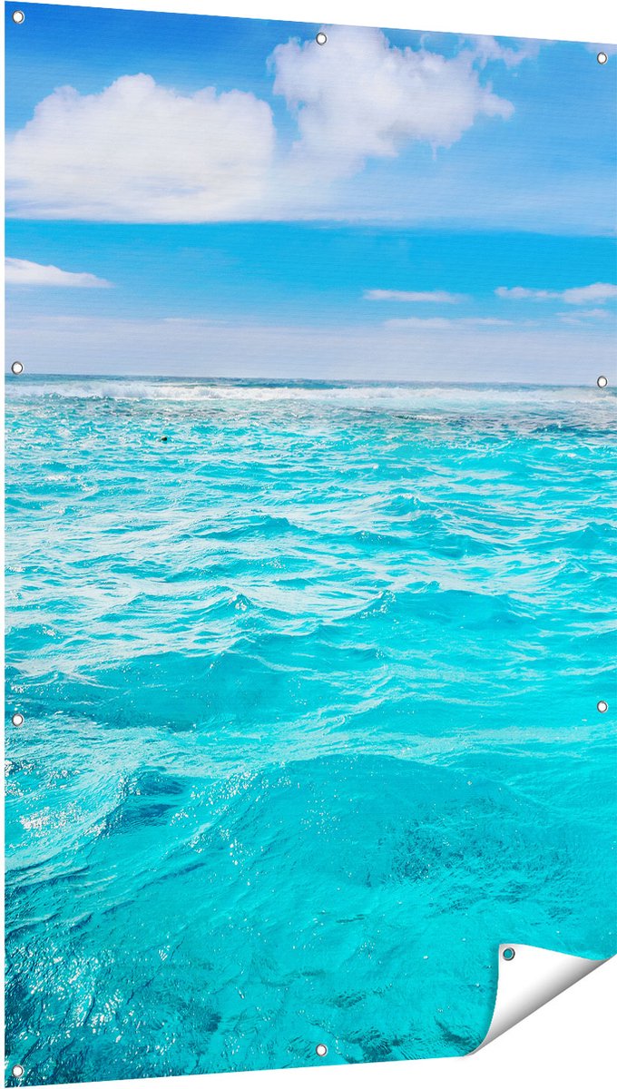 Gards Tuinposter Blauwe Caribische Zee Water - 100x150 cm - Tuindoek - Tuindecoratie - Wanddecoratie buiten - Tuinschilderij Multikleur