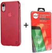 iPhone XS Max rood TPU siliconenhoesje + Screenprotector / Tempered Glass