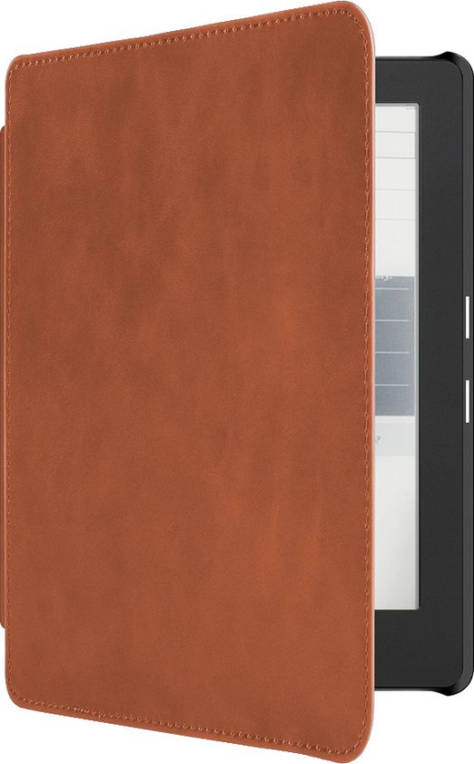 Lunso - Geschikt voor Kobo Aura H2o edition 1 hoes (6.8 inch) - Lederen sleep cover - Cognac - (niet voor de Kobo Aura edition 1) van Merkloos — afbeelding 4