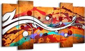 GroepArt - Schilderij - Art - Rood, Wit, Oranje - 120x65 5Luik - Foto Op Canvas - GroepArt 6000+ Schilderijen 0p Canvas Art Collectie - Wanddecoratie