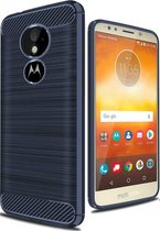 Motorola Moto E5 Plus - Geborstelde TPU Cover - Blauw