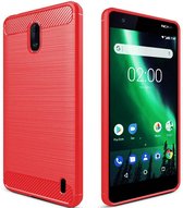 Nokia 2 - Geborstelde TPU Cover - Rood