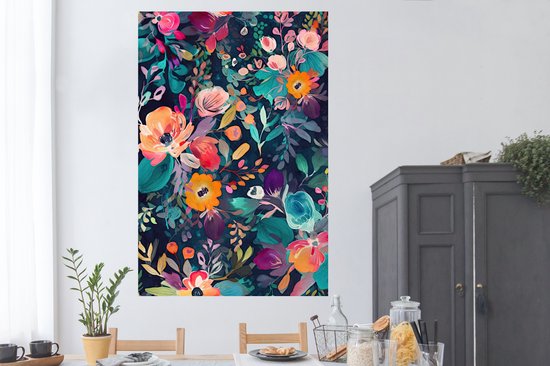 Poster Coloré - Fleurs - Art - Nature - Hippie - 120x180 cm XXL