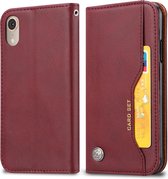 Kneed Skin Texture Horizontal Flip Leather Case voor iPhone XR, met fotolijst & houder & kaartsleuven & portemonnee (wijnrood)