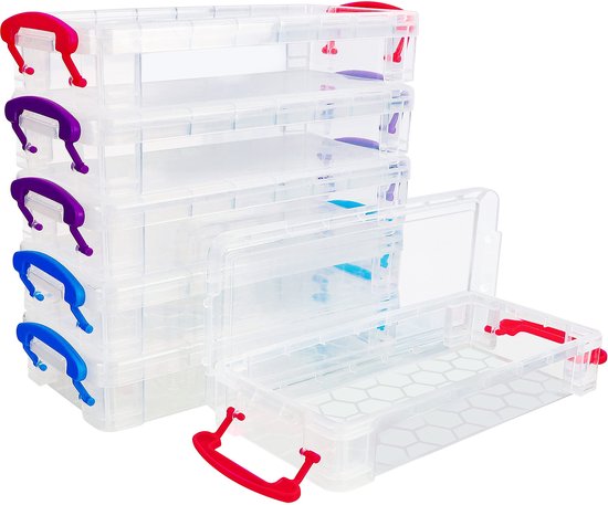 Foto: Belle vous plastic potloden opslag doos 6 pak l20 5 x b9 5c x h4 2 cm geassorteerd gekleurde stapeldoosjes organizer doos voor kwasten schilderen potloden school kantoorbenodigdheden