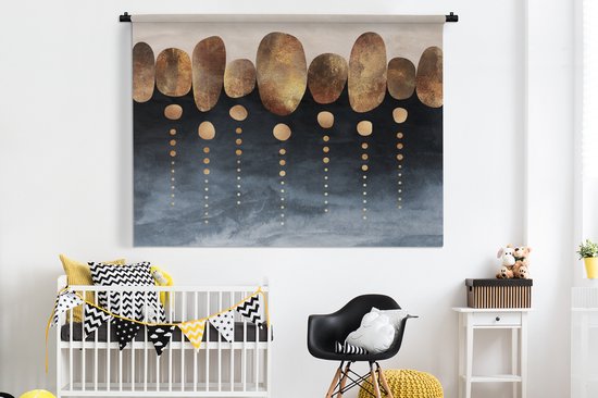 Tapisserie - Tissu mural - Or - Abstrait - Luxe - 180x135 cm - Tapisserie